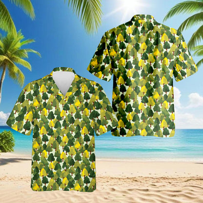 Netecom Pattern Tree Hawaiian Shirt for Men, Nature Forest Print Aloha Button Down Summer Beach Short Sleeve Shirt