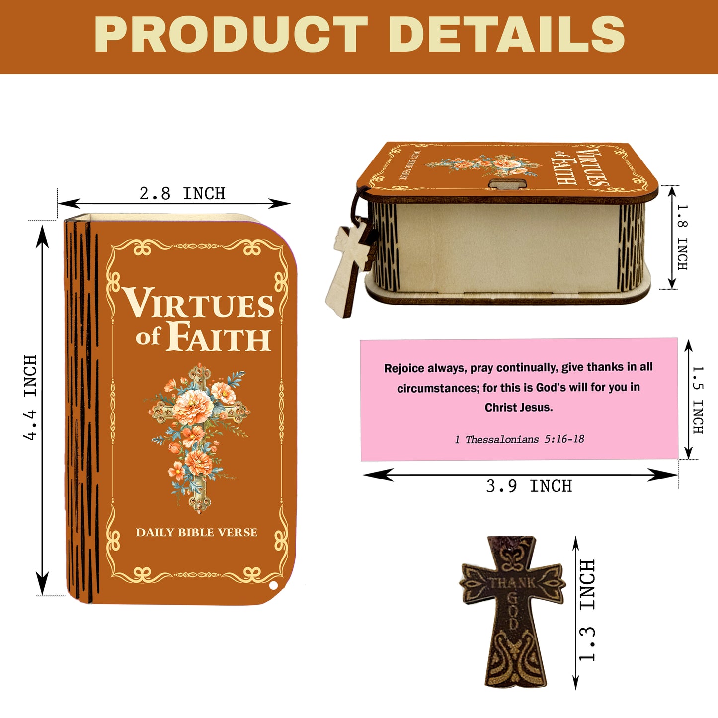 Netecom Virtues Bible Verse Cards Box Set 150 pcs – Daily Inspirational Scripture Prayer Cards in Wooden Box, Christian Religious Gift with Cross for Women, Men