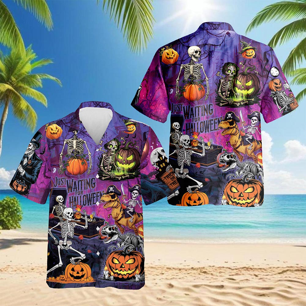 Netecom Halloween You're Already Dead Skeleton Hawaiian Shirt for Men, Horror Button Down Summer Beach Shirts, S-5XL