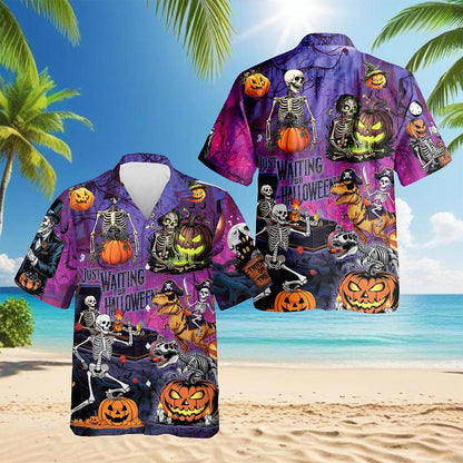 Netecom Halloween You're Already Dead Skeleton Hawaiian Shirt for Men, Horror Button Down Summer Beach Shirts, S-5XL