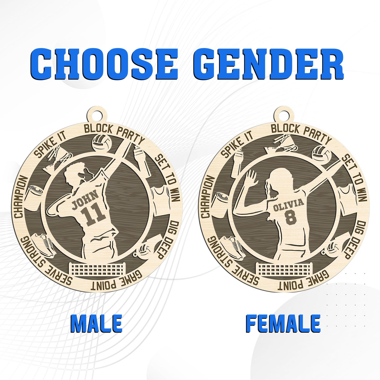 Netecom Sports Christmas Ornament for Volleyball Players – Personalized Wooden Keepsake with Custom Name & Number