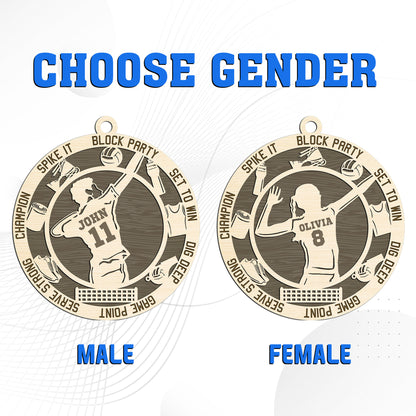 Netecom Sports Christmas Ornament for Volleyball Players – Personalized Wooden Keepsake with Custom Name & Number