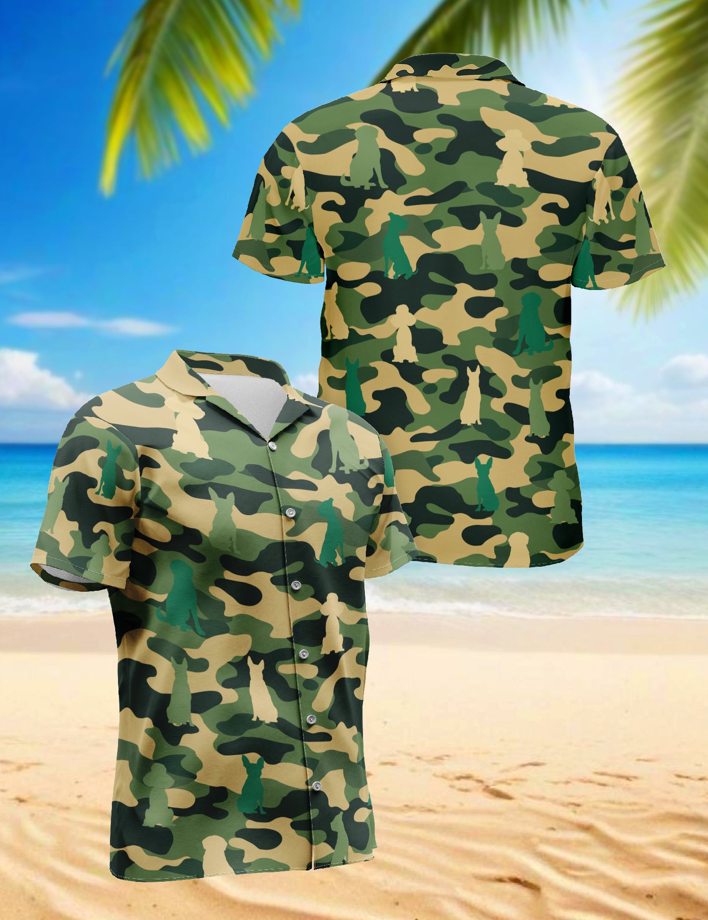 Netecom Dog Camo Hawaiian Shirt for Men, Spinone Italiano Lover Gift, Animal Camouflage Button Down Summer Beach Shirts