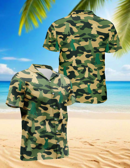 Netecom Dog Camo Hawaiian Shirt for Men, Spinone Italiano Lover Gift, Animal Camouflage Button Down Summer Beach Shirts