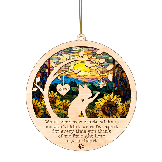 Netecom Boston Terrier Dog Memorial Suncatcher, Personalized with Name Date Dog Breeds Suncatcher, Pet Loss Sun Catcher, Bereavement Gift Dog Memorial Ornament Loss of Pet Sympathy Gift Dog Lovers