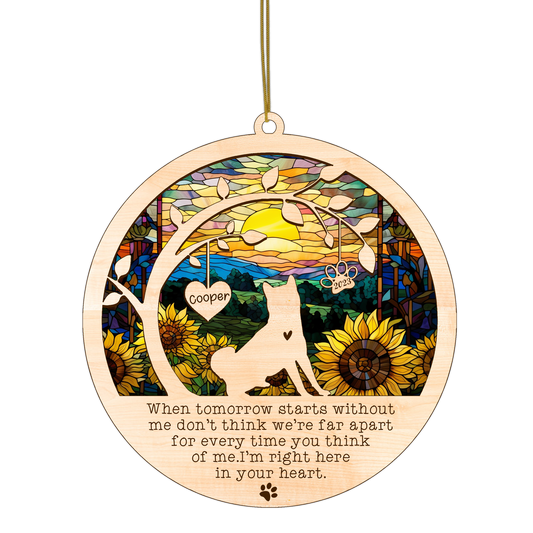 Netecom Akita Dog Memorial Suncatcher,  Personalized with Name Date Akita Dog Breeds Suncatcher, Pet Loss Suncatcher, Bereavement Gift Dog Memorial Ornament Loss of Pet Sympathy Gift Dog Lovers