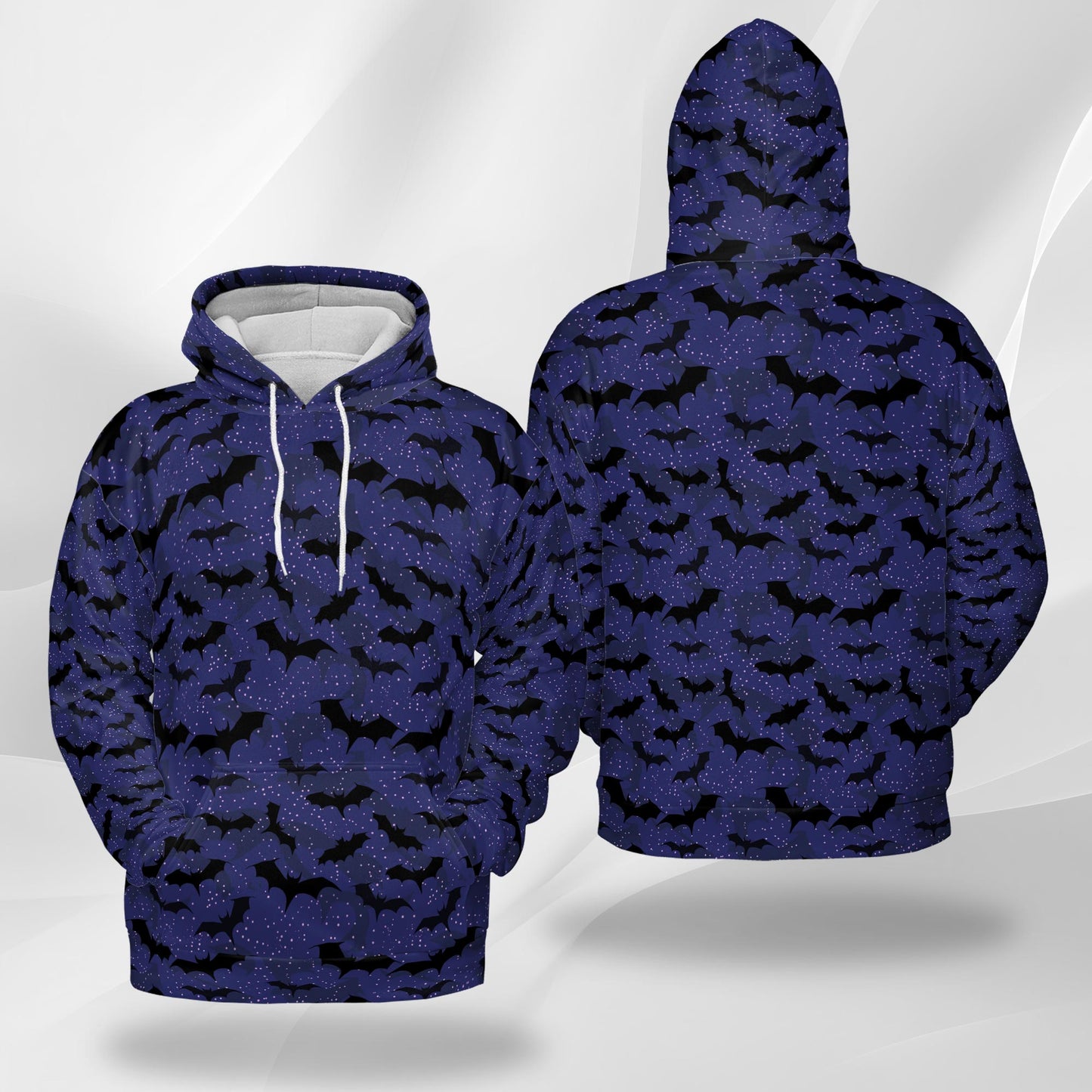 Netecom Halloween Bat Pattern 3D Print Hoodie with Front Pocket, All Over Graphic Spooky Bats Sweatshirt Unisex Casual