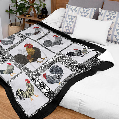 Folk Art Chicken Blanket, Ultra Soft Warm Cozy Fuzzy Plush Throw Blanket for Couch, Bed or Sofa, Birthday Gifts for Farmer Men Women, Present for Christmas, Graduation