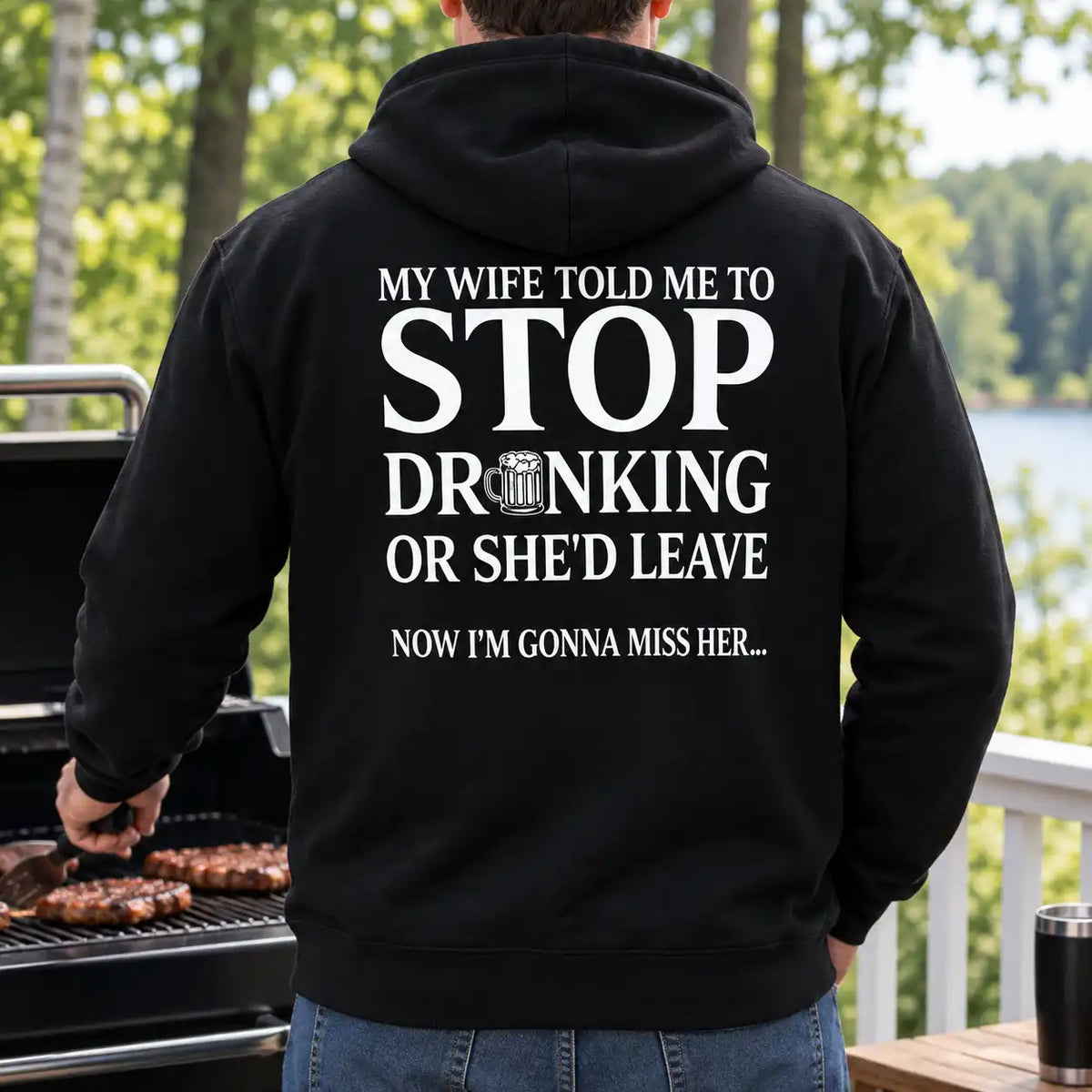 Funny Drinking T-Shirt, My Wife Told Me To Stop Drinking Joke Shirt, Men's Humor Graphic Tee