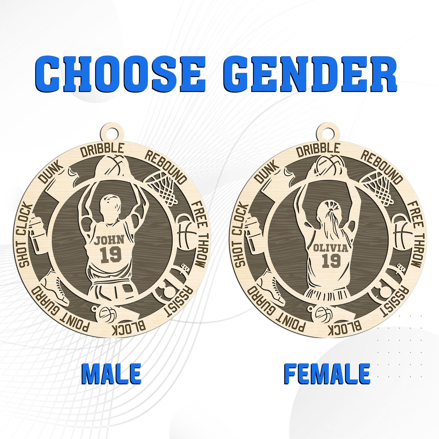 Netecom Custom Basketball Ornament – Personalized Wooden Ornament with Player Name & Action Terms