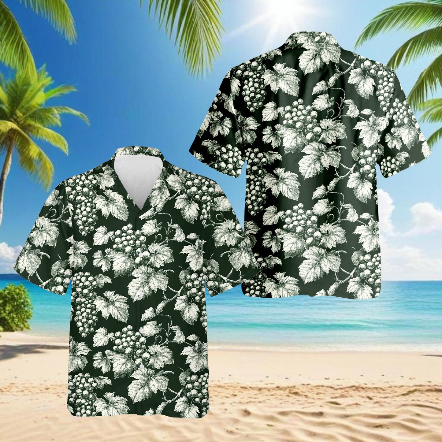 Netecom Grape Hawaiian Shirt for Men Women, Grape Lover Gifts, Fruit Button Down Summer Beach Short Sleeve Shirts