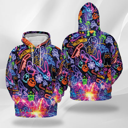 Netecom Black Cat Pumpkin Halloween 3D Print Hoodie with Front Pocket, All Over Graphic Animal Ghost Sweatshirt Unisex Casual