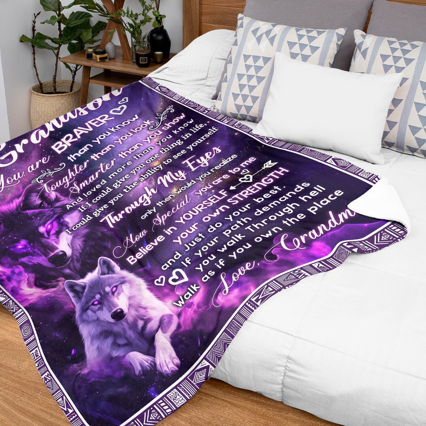 Netecom Personalized To My Grandson Blanket from Grandma, Ultra Soft Warm Throw Blanket for Couch, Bed or Sofa, Birthday Gifts for Grandson, Present for Christmas, Graduation