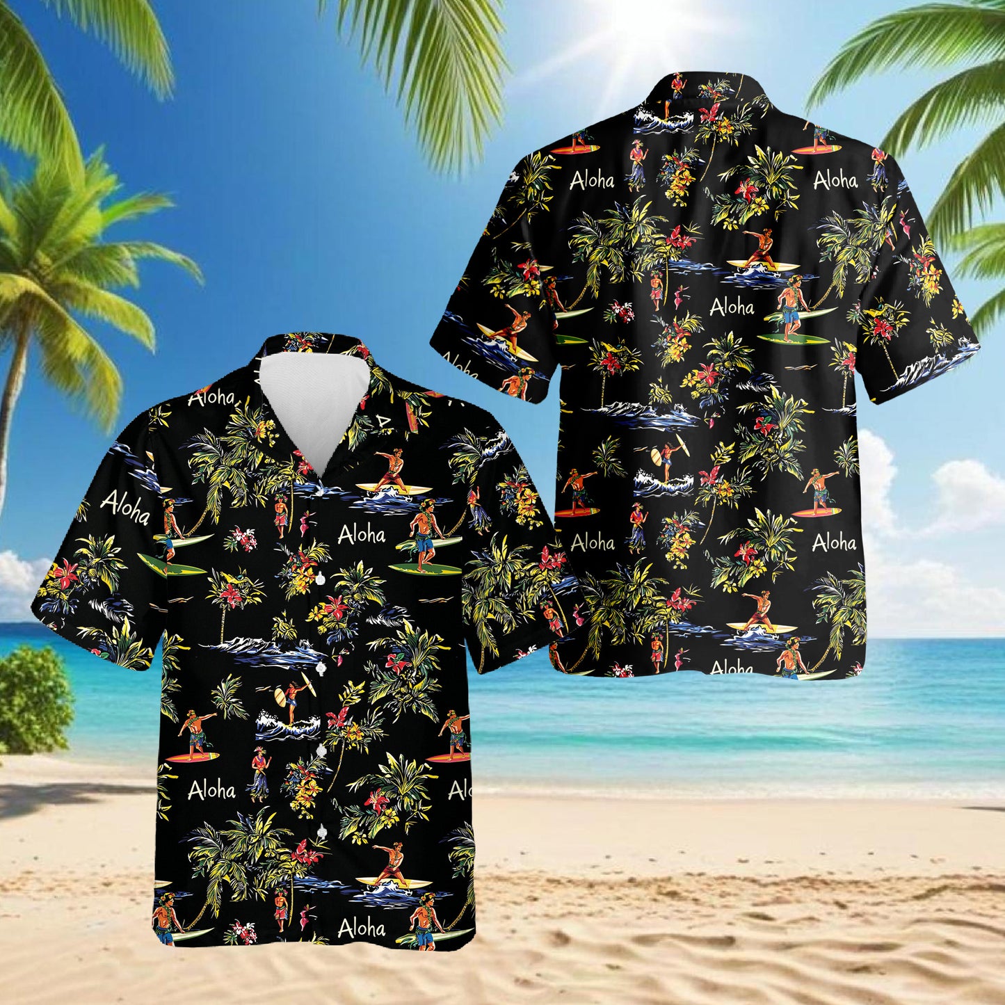 Netecom Aloha Hawaii Life Hawaiian Shirt for Men, Button Down Summer Beach Short Sleeve, Tropical Style, Sizes S-5XL