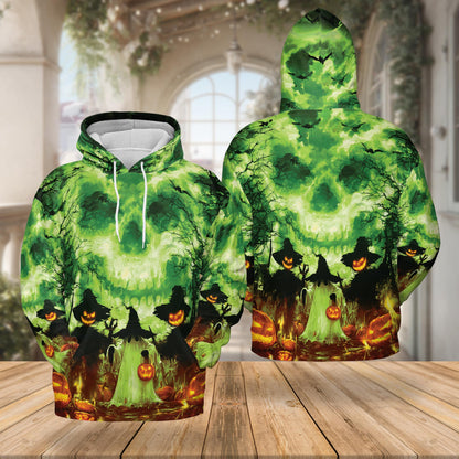 Netecom Halloween Ghost 3D Print Hoodie with Front Pocket, All Over Graphic Pumpkins Skull Sweatshirt Unisex Casual