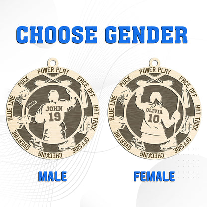 Netecom Custom Hockey Ornament – Personalized Wooden Ornament with Player Name & Hockey Terms – Perfect Christmas Gift