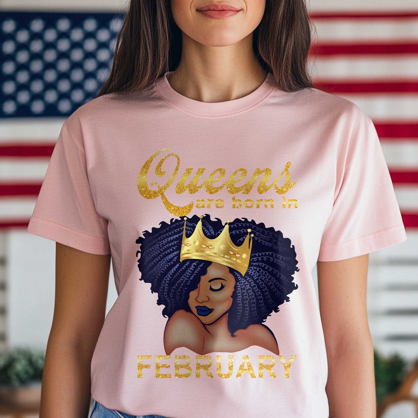 Netecom Queens Are Born in February T-Shirt, Funny Birthday Shirt for Women, Perfect Gift for February Birthday