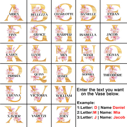 Netecom Custom Name Ceramic Flower Jug, Gold Letter Monogram Vase, Unique Personalized Gift for Birthday, Housewarming, or Holiday Season