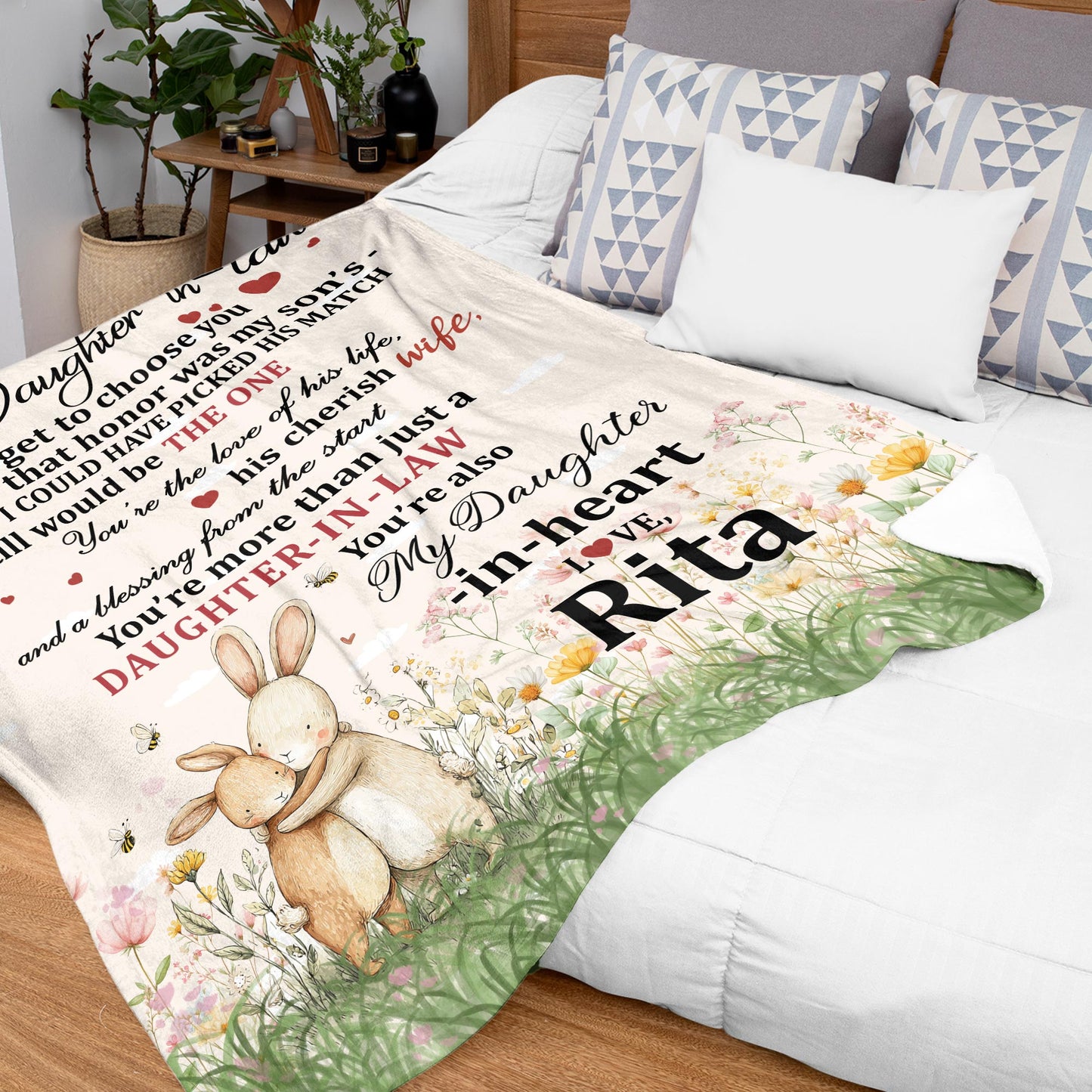 Netecom Personalized To My Daughter in Law Blanket from Mother in Law, Ultra Soft Warm Throw Blanket for Couch, Bed or Sofa, Future Daughters Gift, Present for Wedding, Christmas