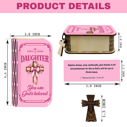 Netecom Inspirational Bible Verse Box Set for Daughter – Wooden Scripture Box with 150 Daily Prayer Cards, Faith-Based Christian Gift