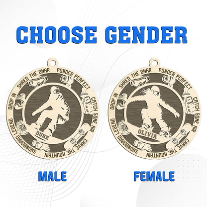 Netecom Personalized Snowboarder Ornament – Custom Wooden Snowboarding Holiday Decoration with Name & Snowboarding Terms