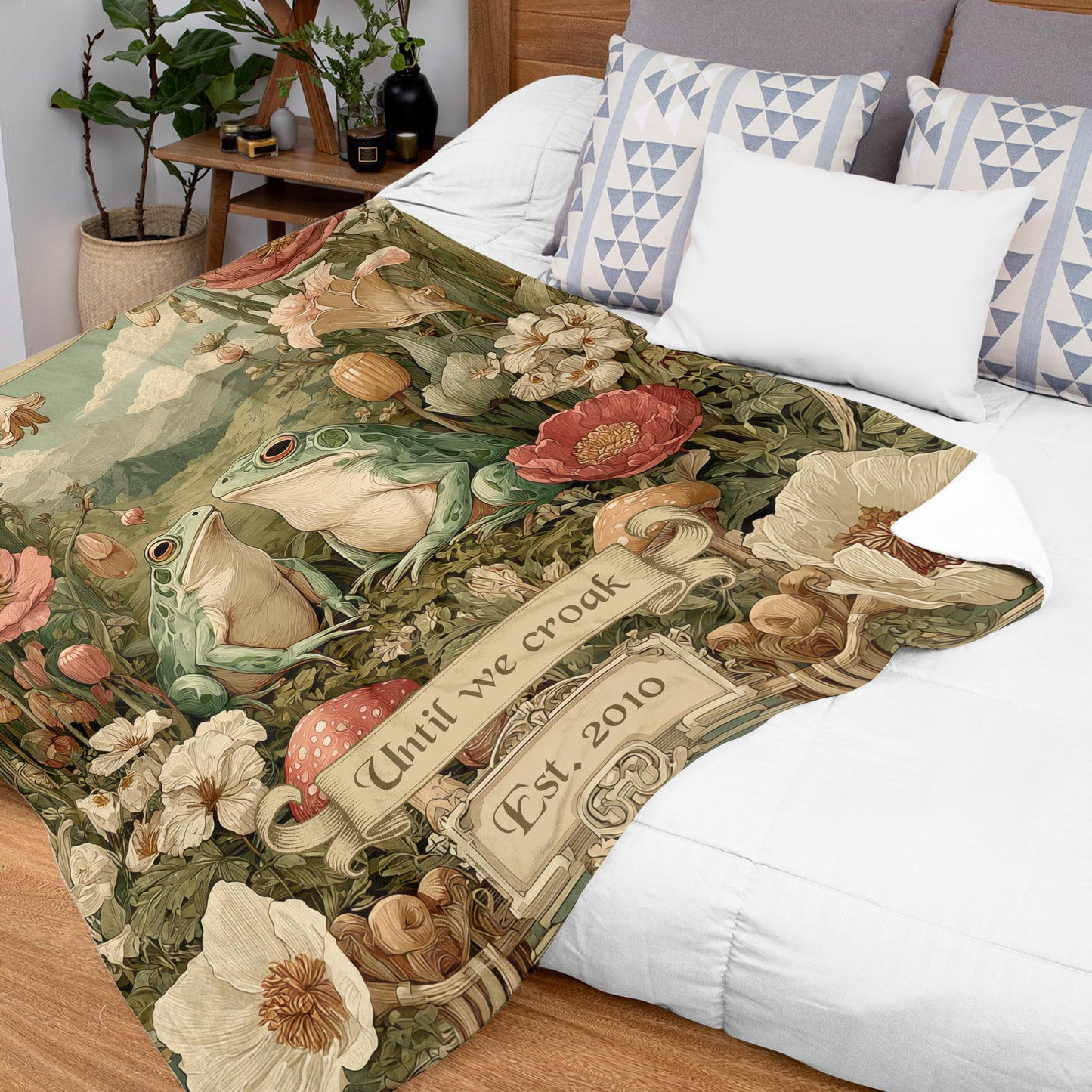 Netecom Personalized Frog Couple Blanket, Custom Names and Established Date, Until We Croak Throw Blanket for Couch, Bed, or Sofa, Perfect Gift for Couples, Christmas, Anniversary