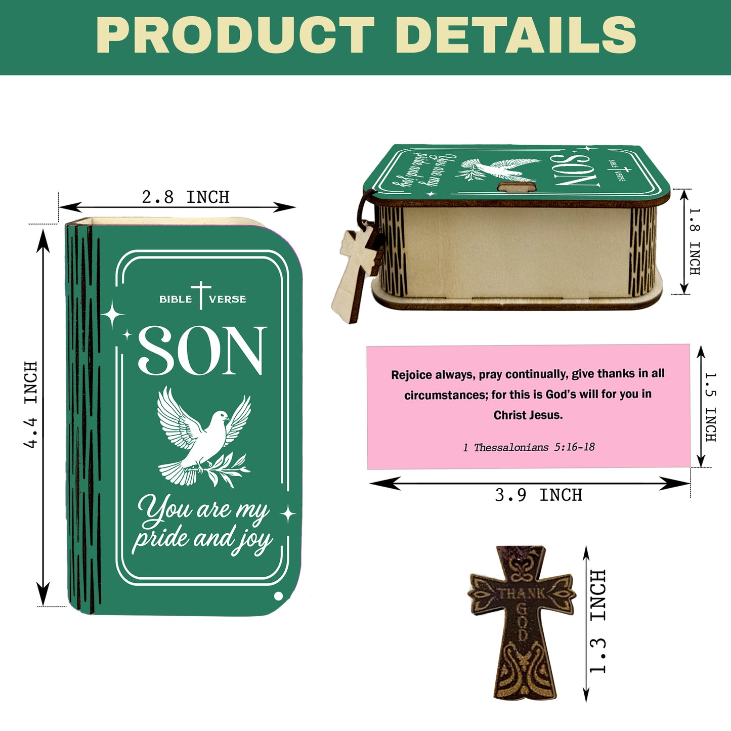 Netecom Bible Verse Box Set for Son, Wooden Scripture Box with 150 Daily Scripture Cards, Faith-Based Christian Gift for Boys and Men
