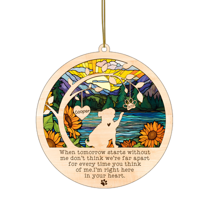 Netecom Pug Dog Memorial Suncatcher, Personalized with Name Date Pug Dog Breeds Suncatcher, Pet Loss Suncatcher, Bereavement Gift Dog Memorial Ornament Loss of Pet Sympathy Gift Dog Lovers