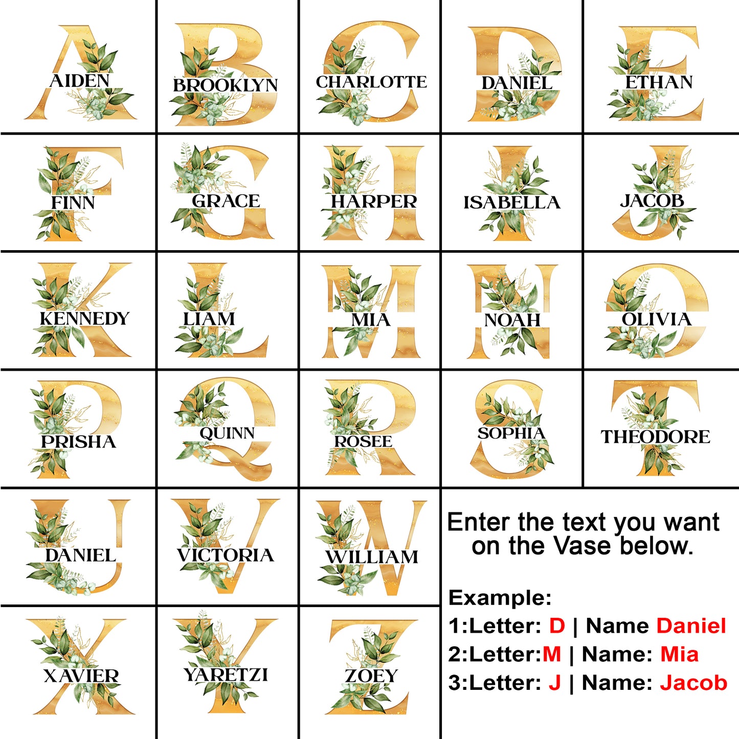 Netecom Personalized Ceramic Jug Vase with Gold Floral Initial and Name, Elegant Home Decor Pitcher, Perfect Gift for Christmas, Weddings, or Mother’s Day