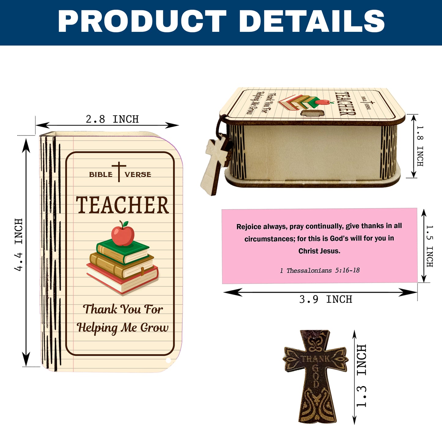 Netecom Bible Verse Box Set for Teacher – Wooden Scripture Box with 150 Daily Prayer and Scripture Cards, Inspirational Christian Gift