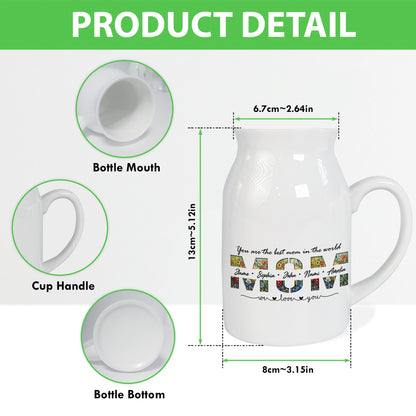 Netecom Personalized Floral MOM Ceramic Pitcher, Custom Name Vase for Birthdays, Mother’s Day, or Holiday Decor Gift