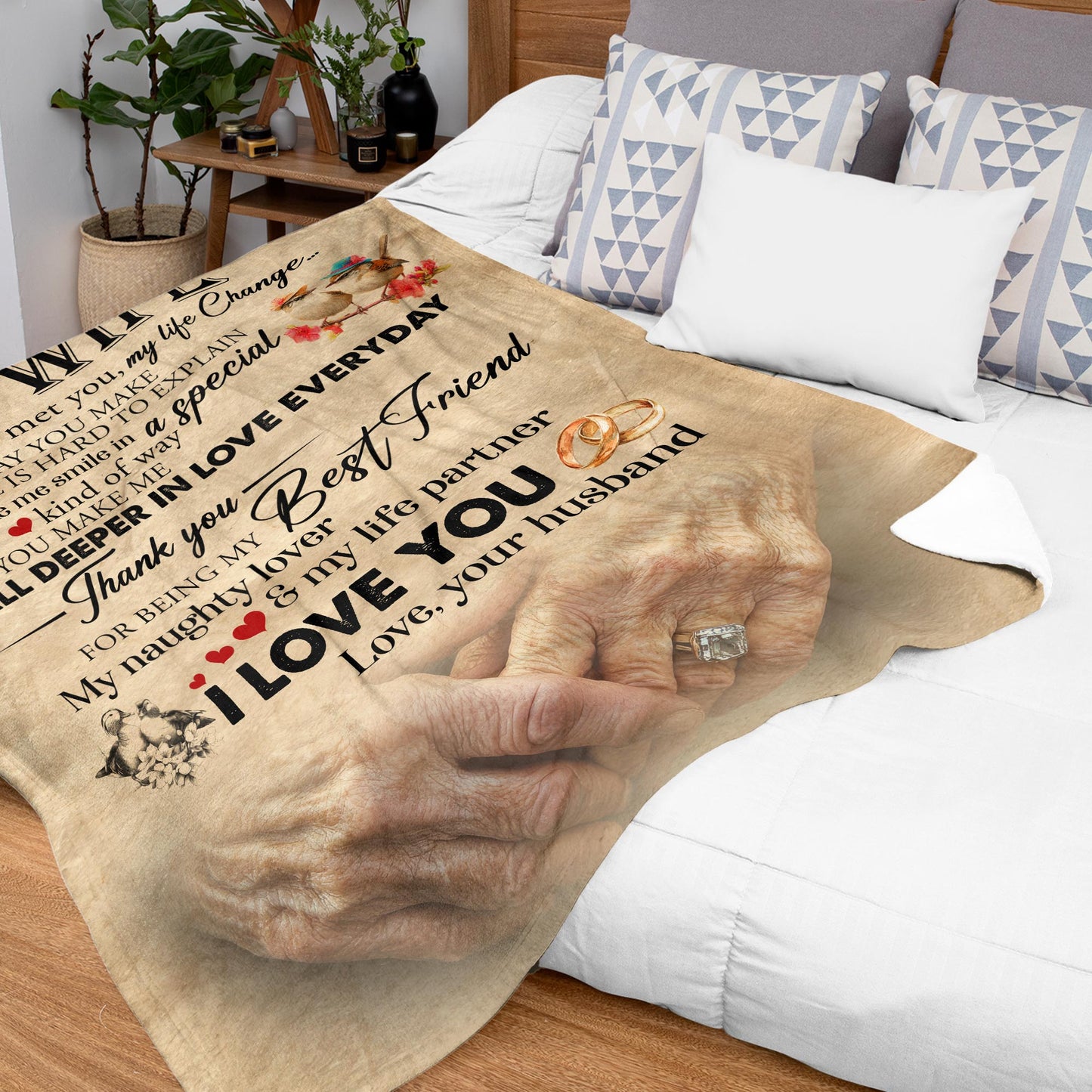 Netecom Personalized To My Wife Blanket from Husband, Custom Love Letter Throw Blanket for Bed, Sofa or Couch, Ultra Soft Warm Gift for Wife’s Birthday, Present for Christmas or Anniversary