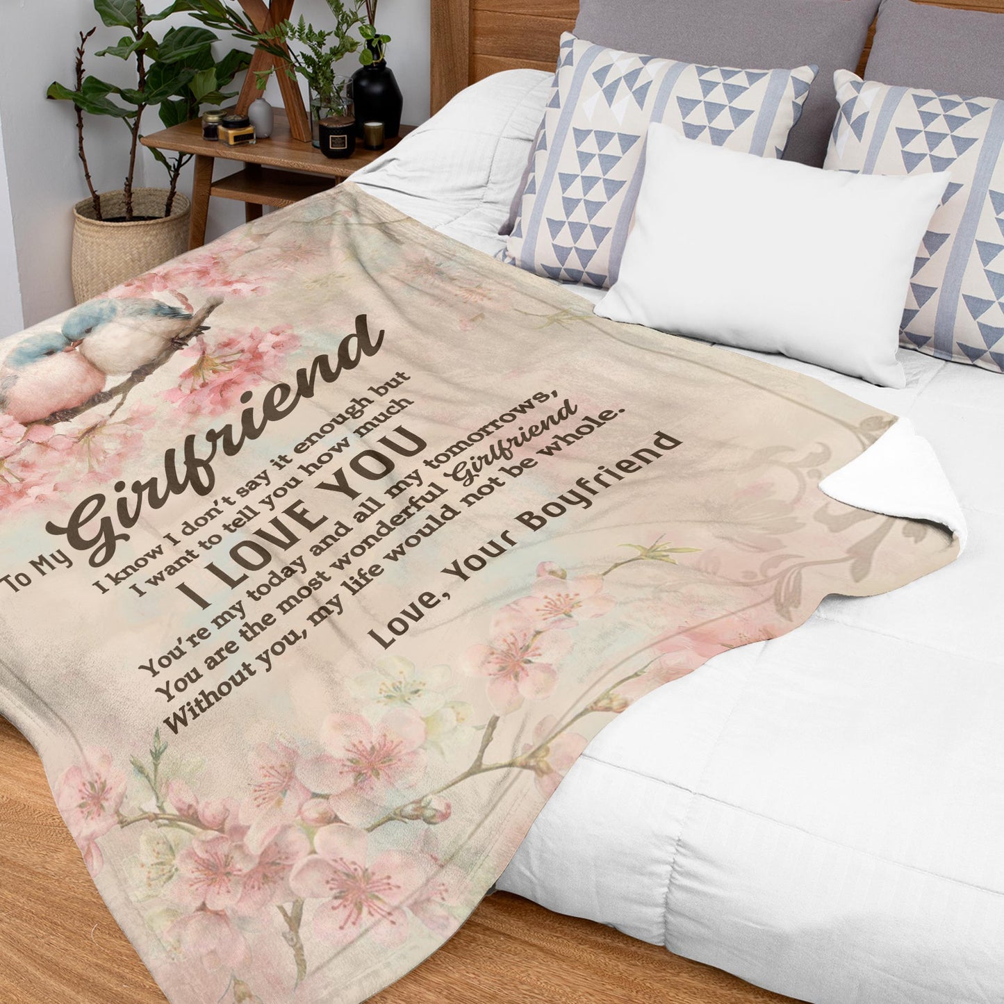 Netecom Personalized To My Girlfriend Blanket from Boyfriend, I Love You Throw Blanket for Couch, Bed or Sofa, Ultra Soft Warm, Birthday Gift for Girlfriend, Christmas, Valentine’s Day, Anniversary