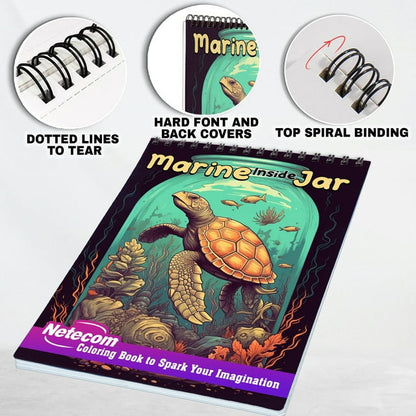 Marine Inside Jar Spiral Bound Coloring Book: Set Your Imagination Free with 30 Pages of Coloring Joy, Unveiling the Mesmerizing Marine Scenes Trapped within Jars