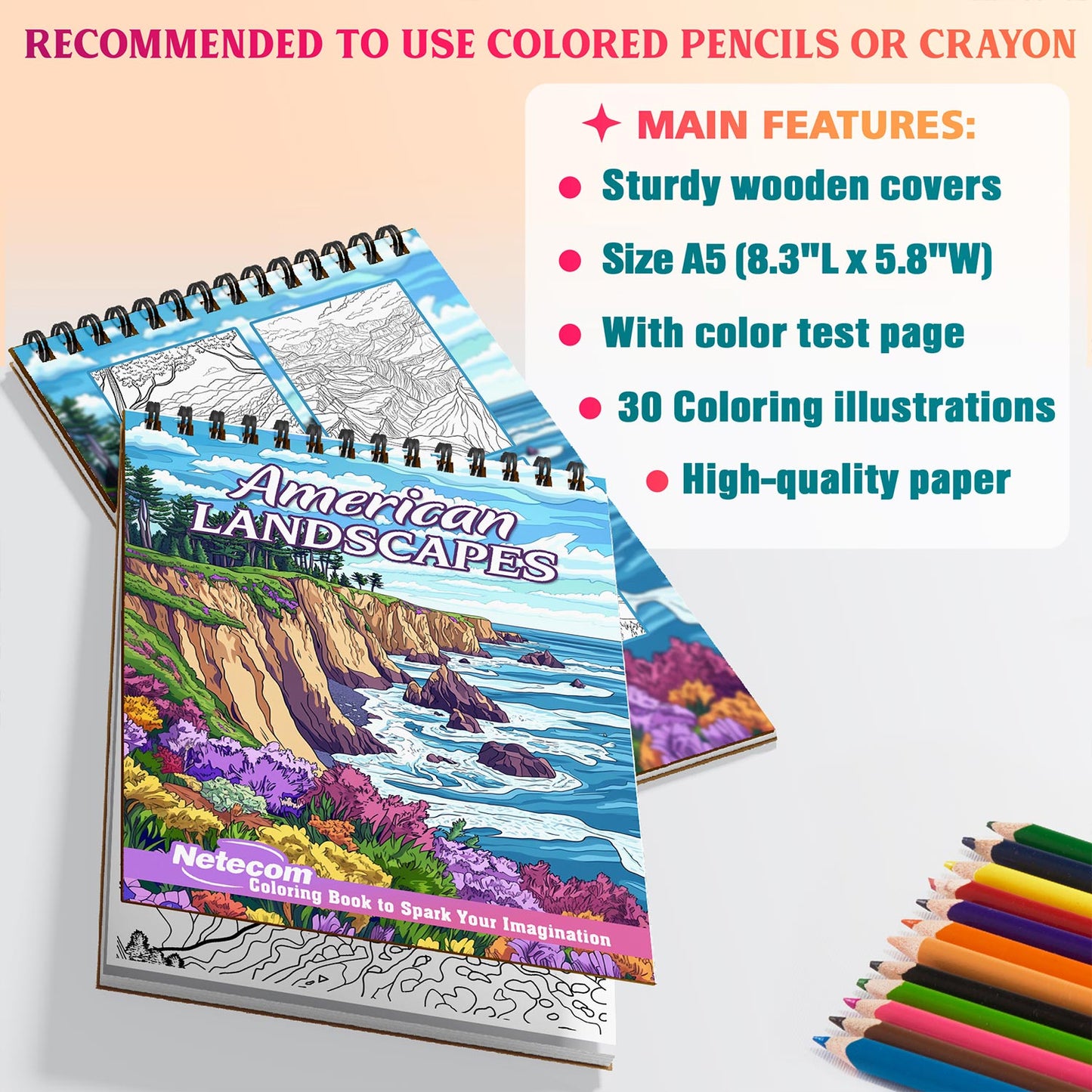 Netecom American Landscapes Coloring Sheets For Adults