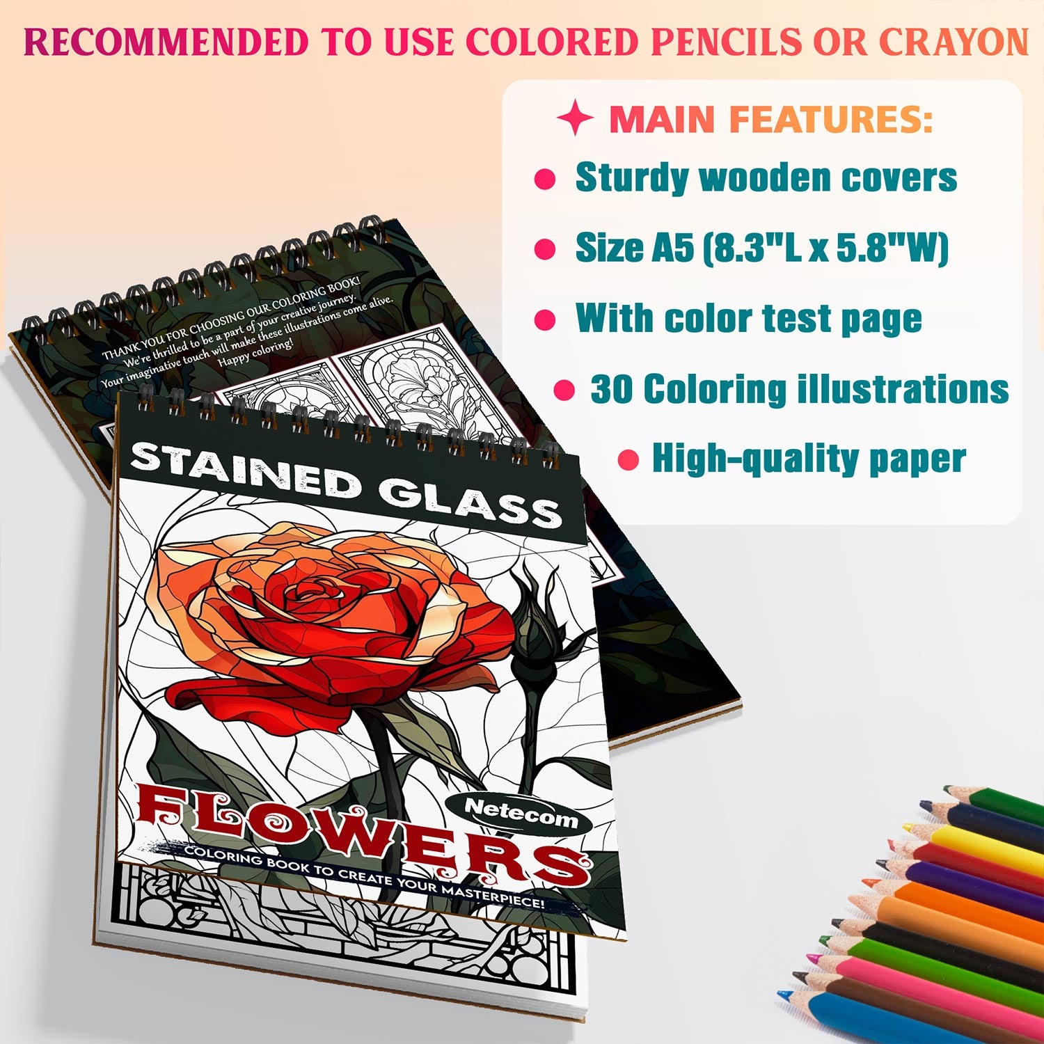 Netecom Stained Glass Flowers Coloring Sheets For Adults