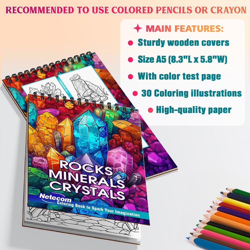 Netecom Rocks, Minerals & Crystals Coloring Sheets For Adults