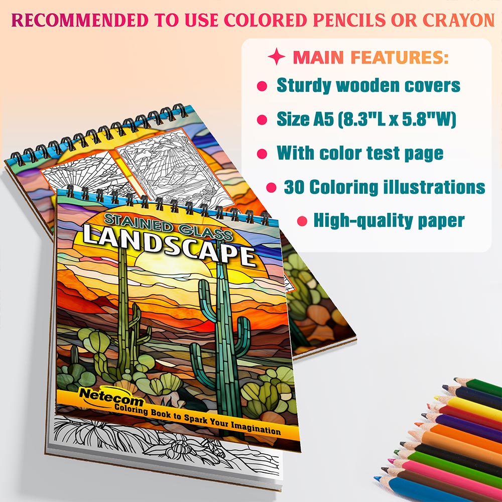 Netecom Stained Glass Landscape Coloring Sheets For Adults