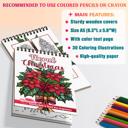 Netecom Floral Christmas Coloring Sheets For Adults