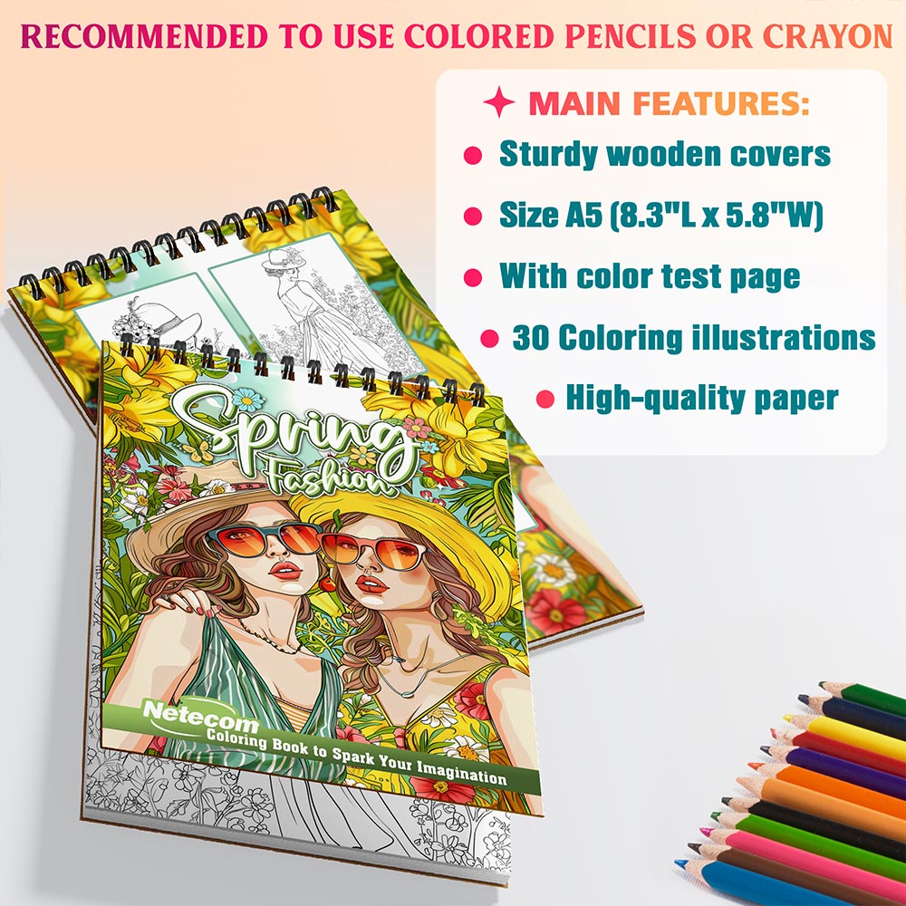 Netecom Spring Fashion Coloring Sheets For Adults