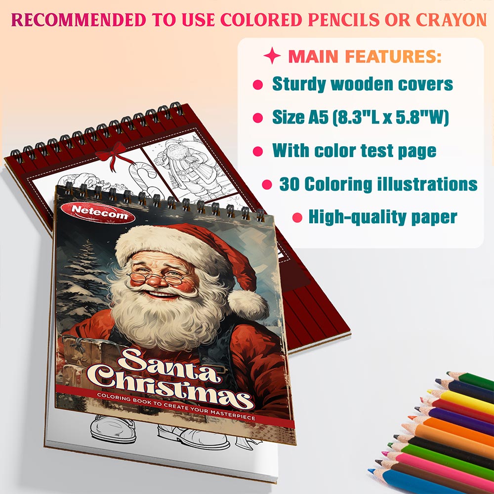 Netecom Santa Christmas Coloring Sheets For Adults