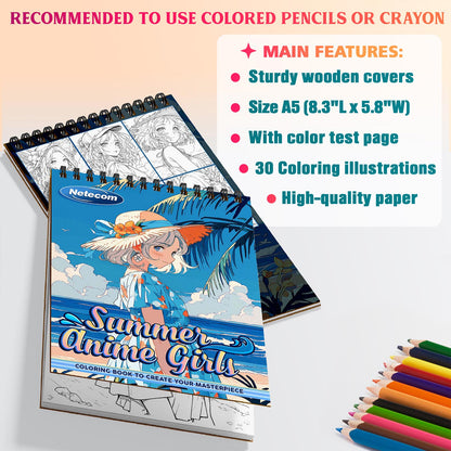 Netecom Summer Anime Girls Coloring Sheets For Adults