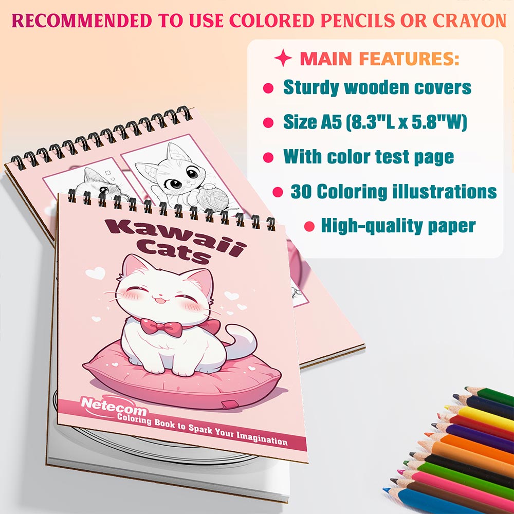 Netecom Kawaii Cats Coloring Sheets For Adults