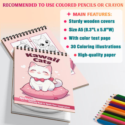 Netecom Kawaii Cats Coloring Sheets For Adults