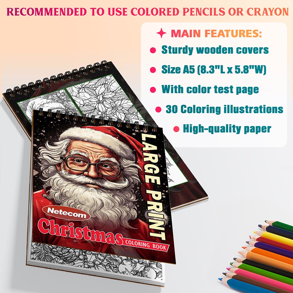 Netecom Christmas Large Print Coloring Sheets For Adults