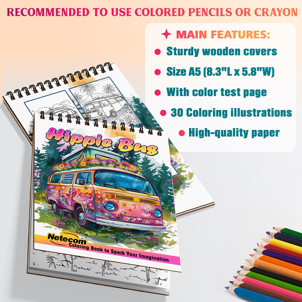 Netecom Hippie Bus Coloring Sheets For Adults