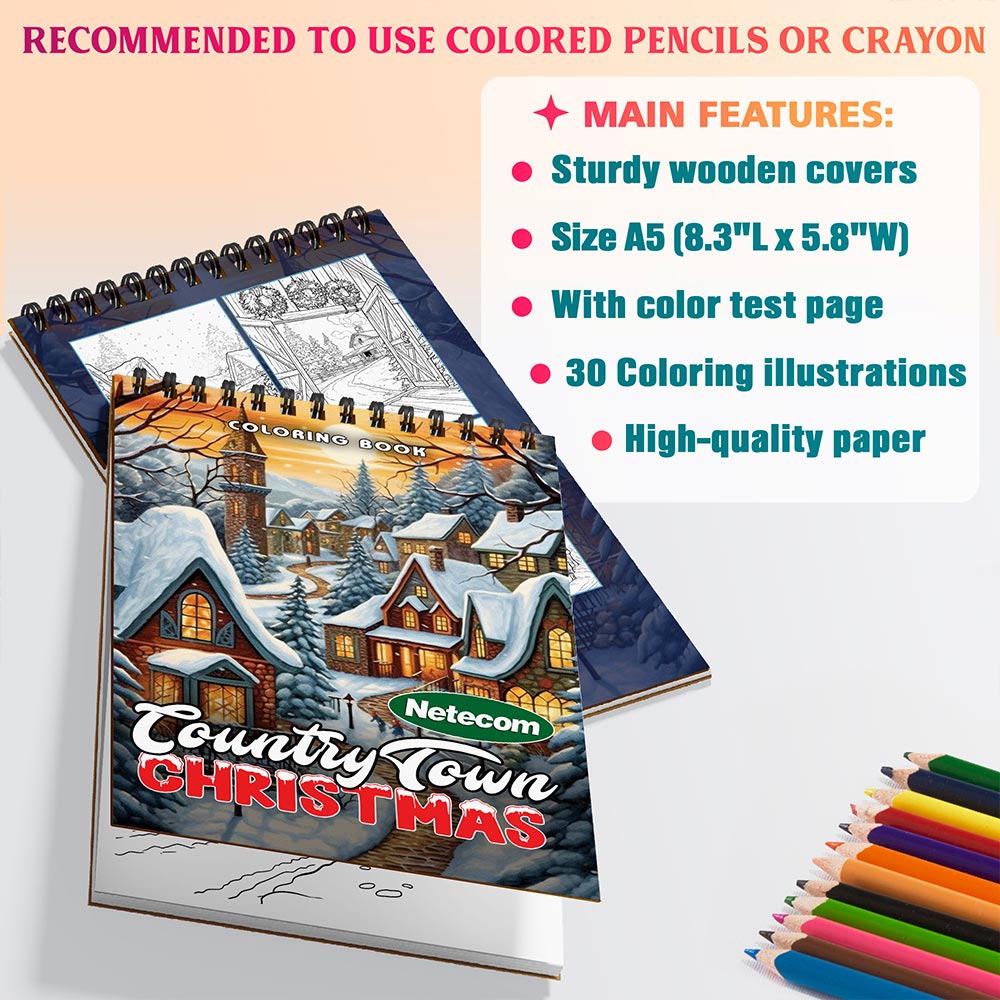Netecom Christmas Country Town Coloring Sheets For Adults