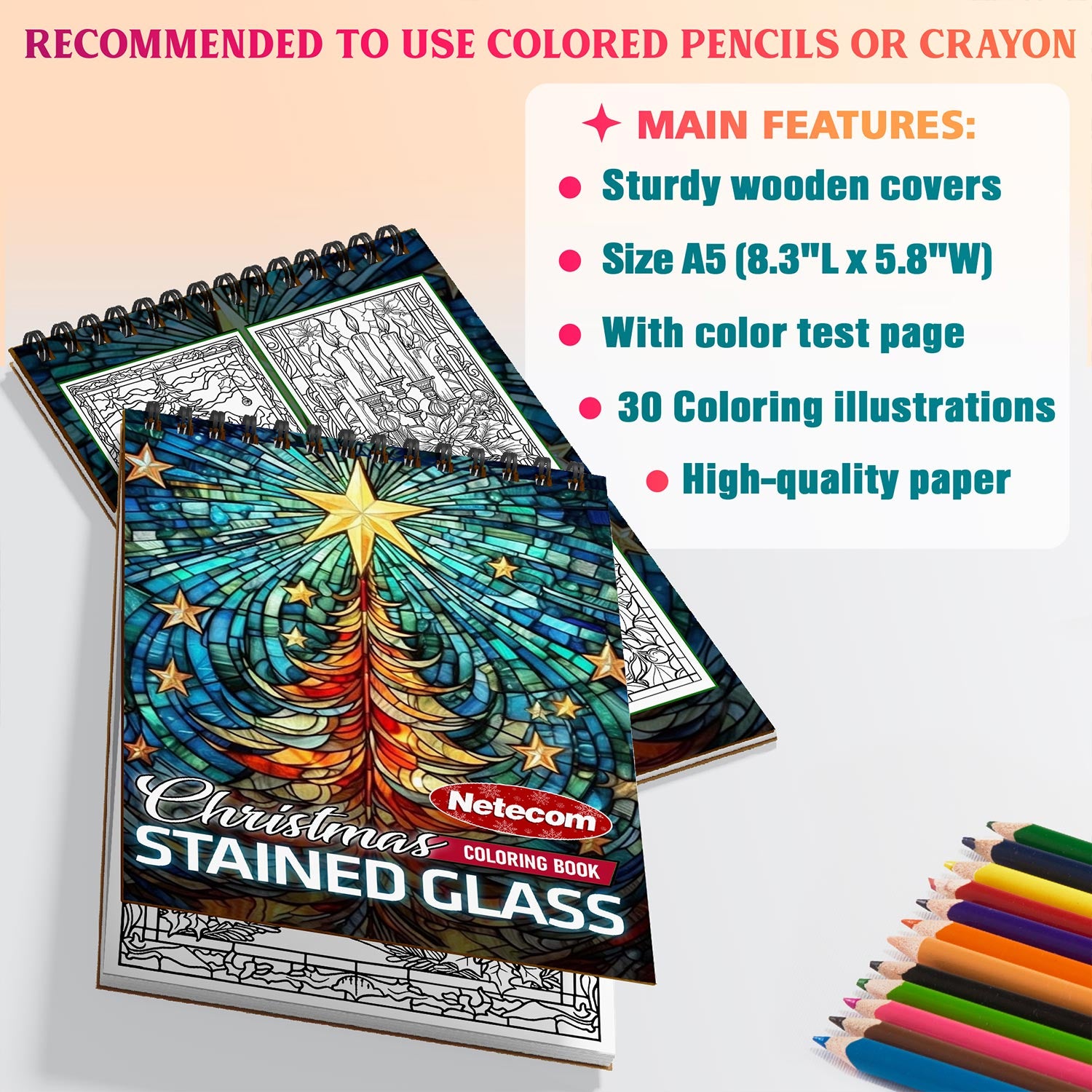 Netecom Christmas Stained Glass Coloring Sheets For Adults