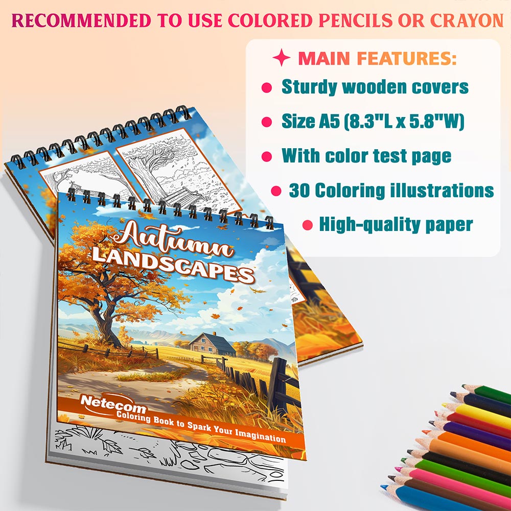 Netecom Autumn Landscape Coloring Sheets For Adults