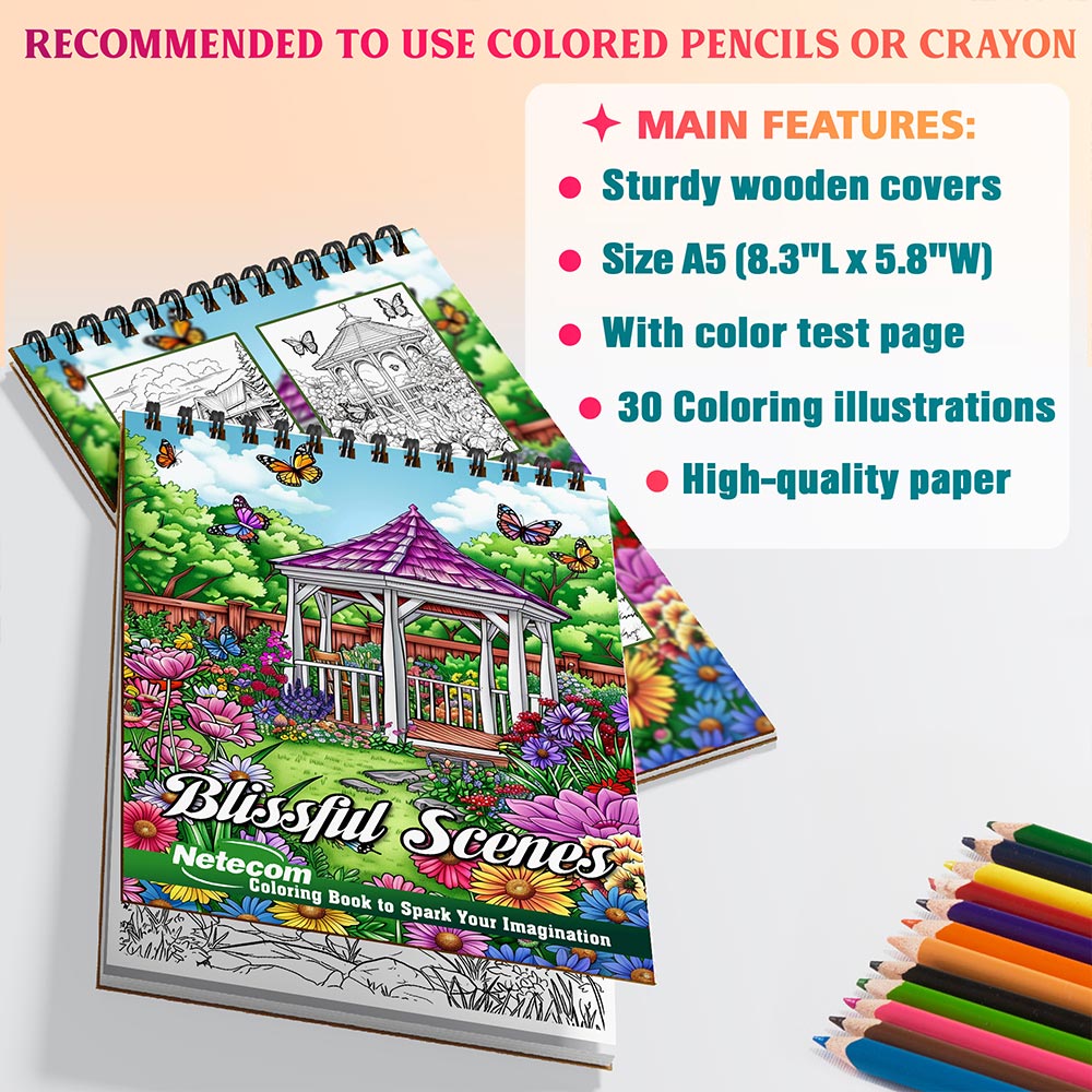 Netecom Blissful Scenes Coloring Sheets For Adults